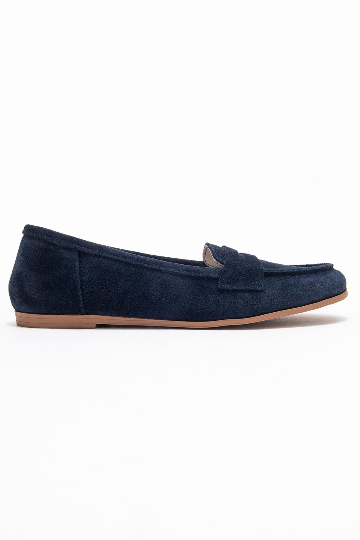 F02 - Navy Genuine Leather Loafer – top view showing leather, SimmiUnique