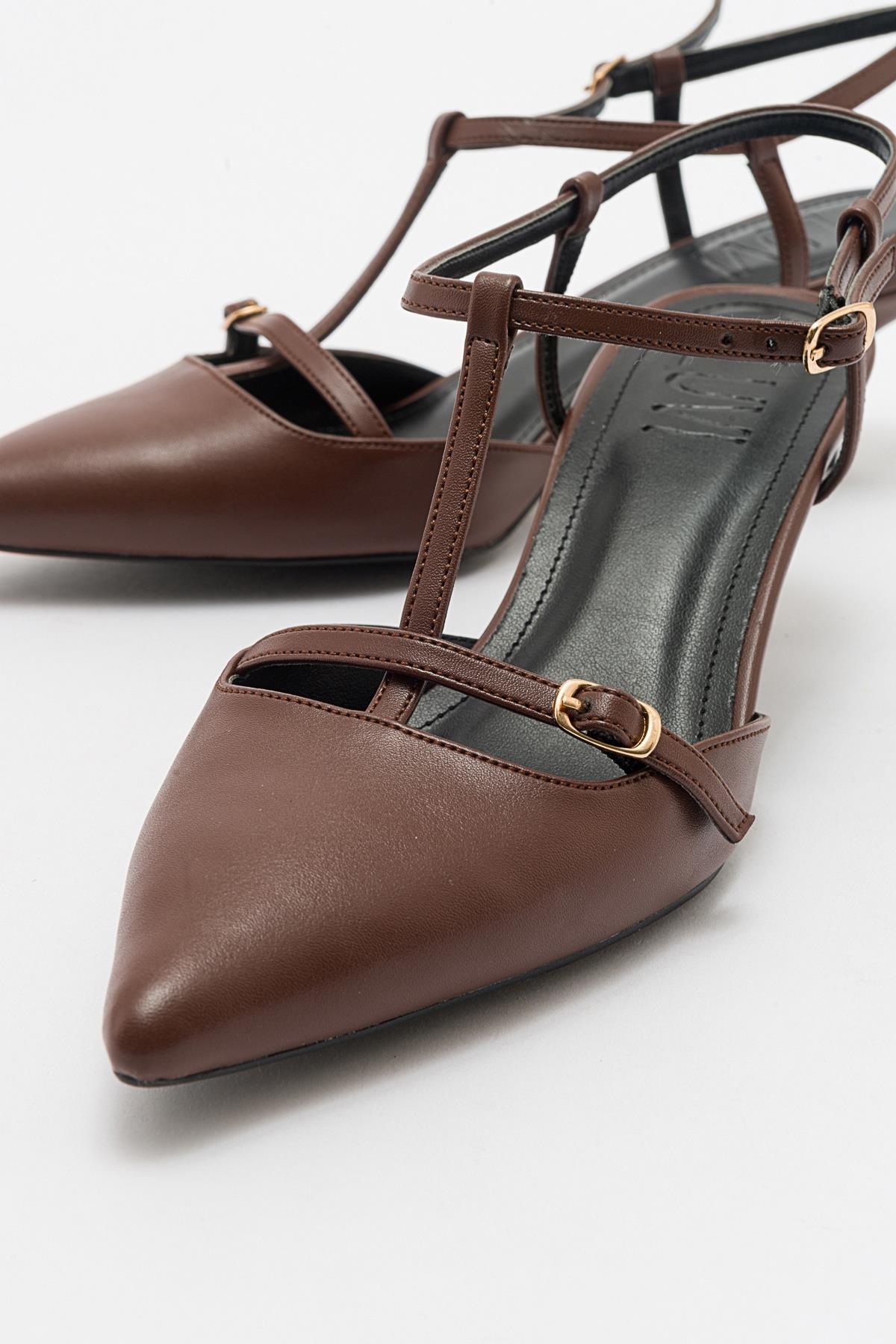 Frans - Cognac Pointed Toe Backless Low Heel Shoe – side view showing leather, SimmiUnique