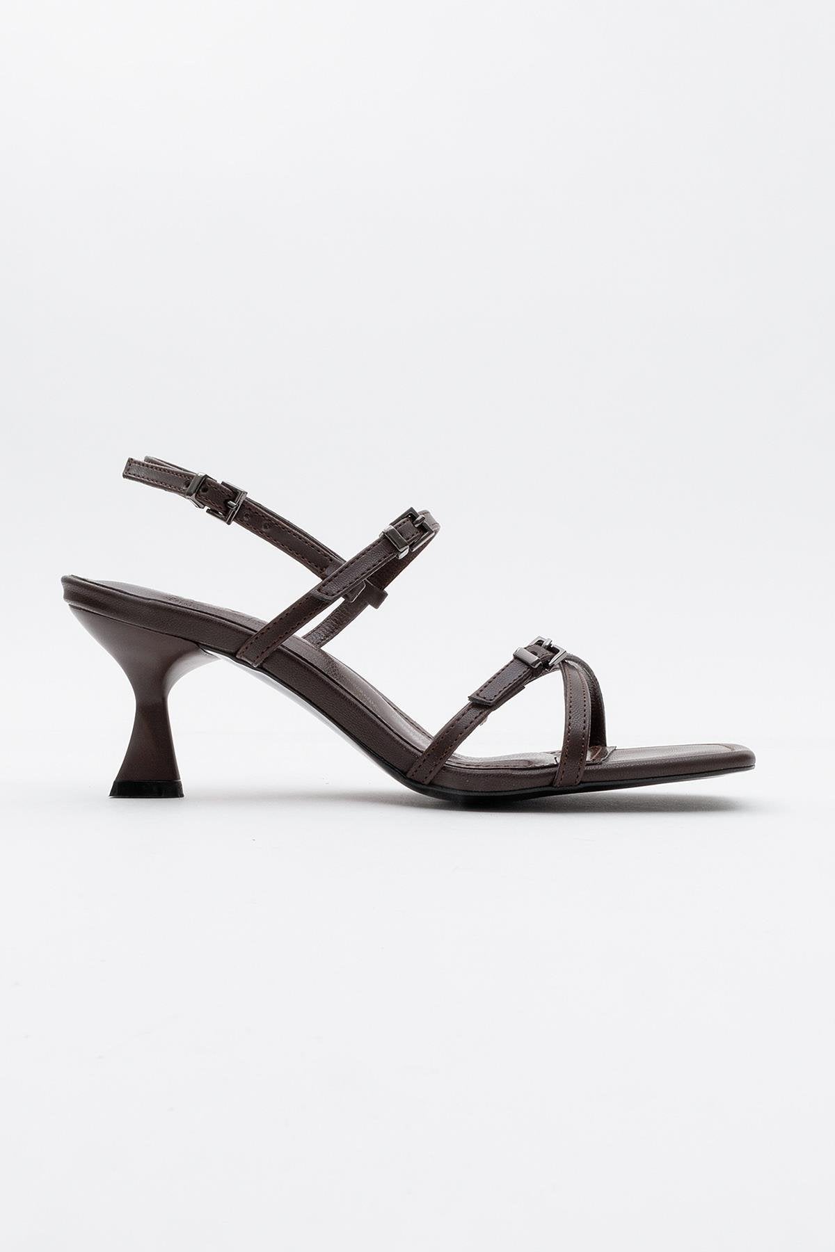 Nebel - Cognac Heeled Sandal – back view showing leather, SimmiUnique