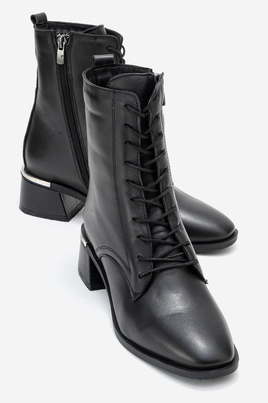 Avia - Black Genuine Leather Block Heel Boot