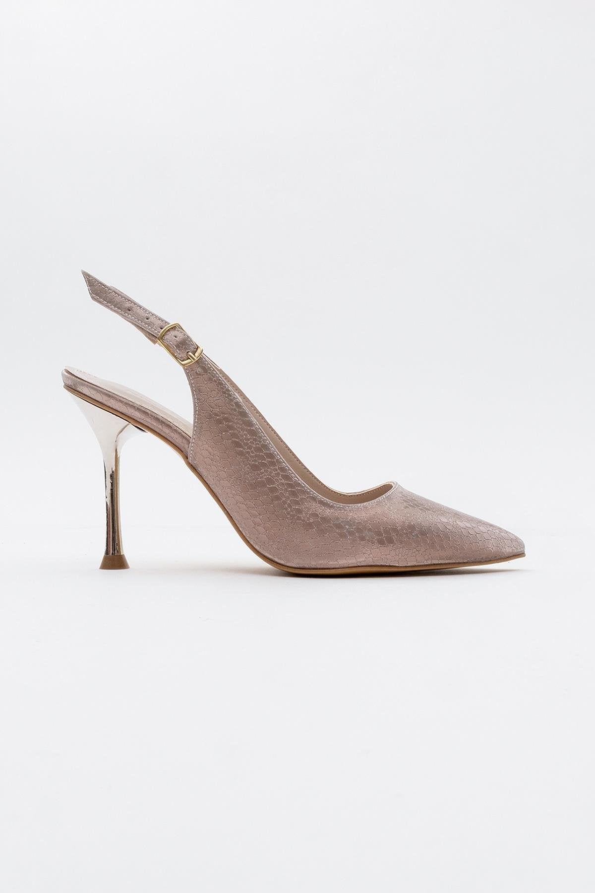 Orfo - Rose Patterned High Heel Shoe – back view showing leather, SimmiUnique