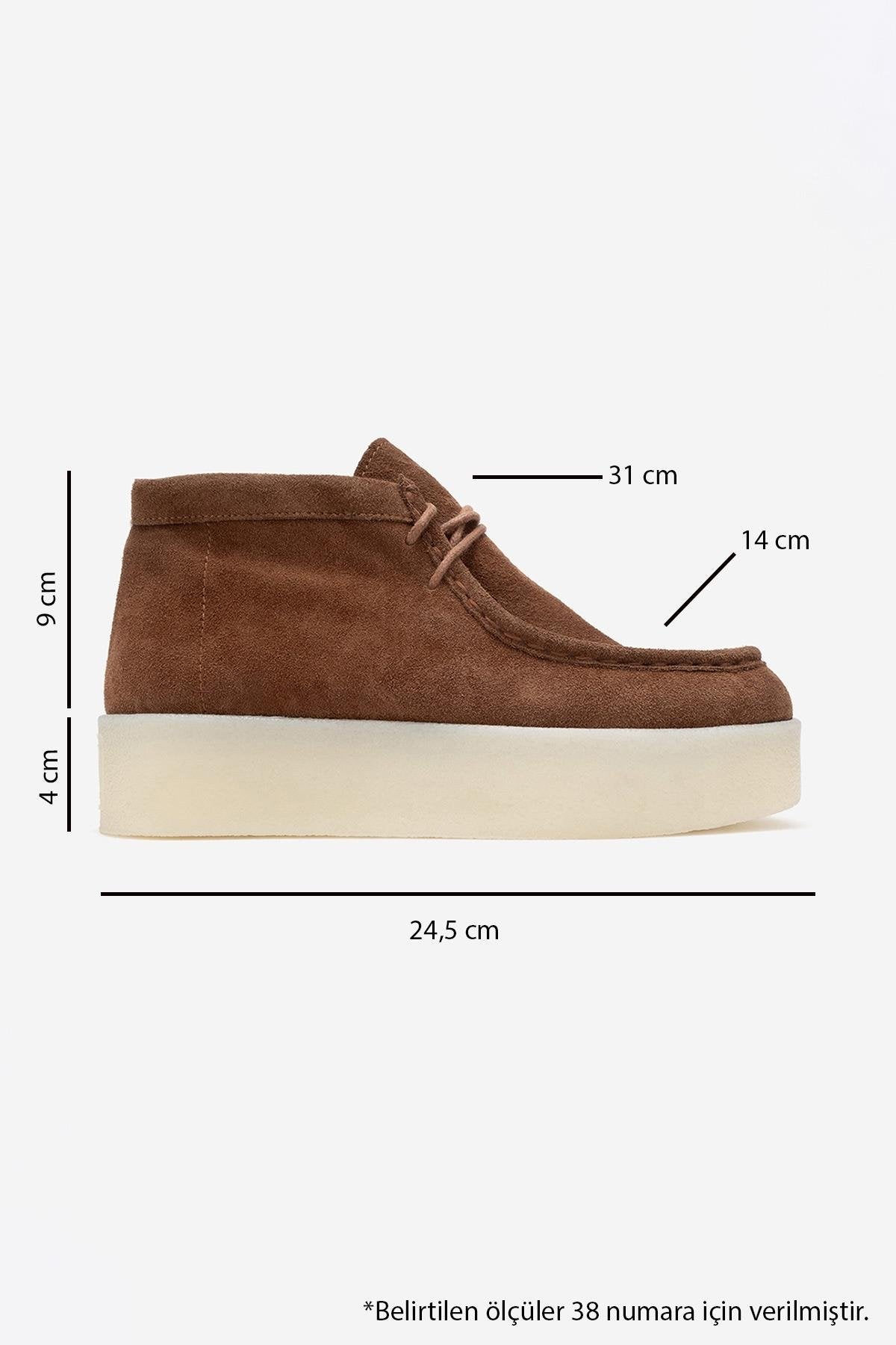 Melia - Cognac Suede Genuine Leather Ankle Boot – top view showing leather, suede, SimmiUnique
