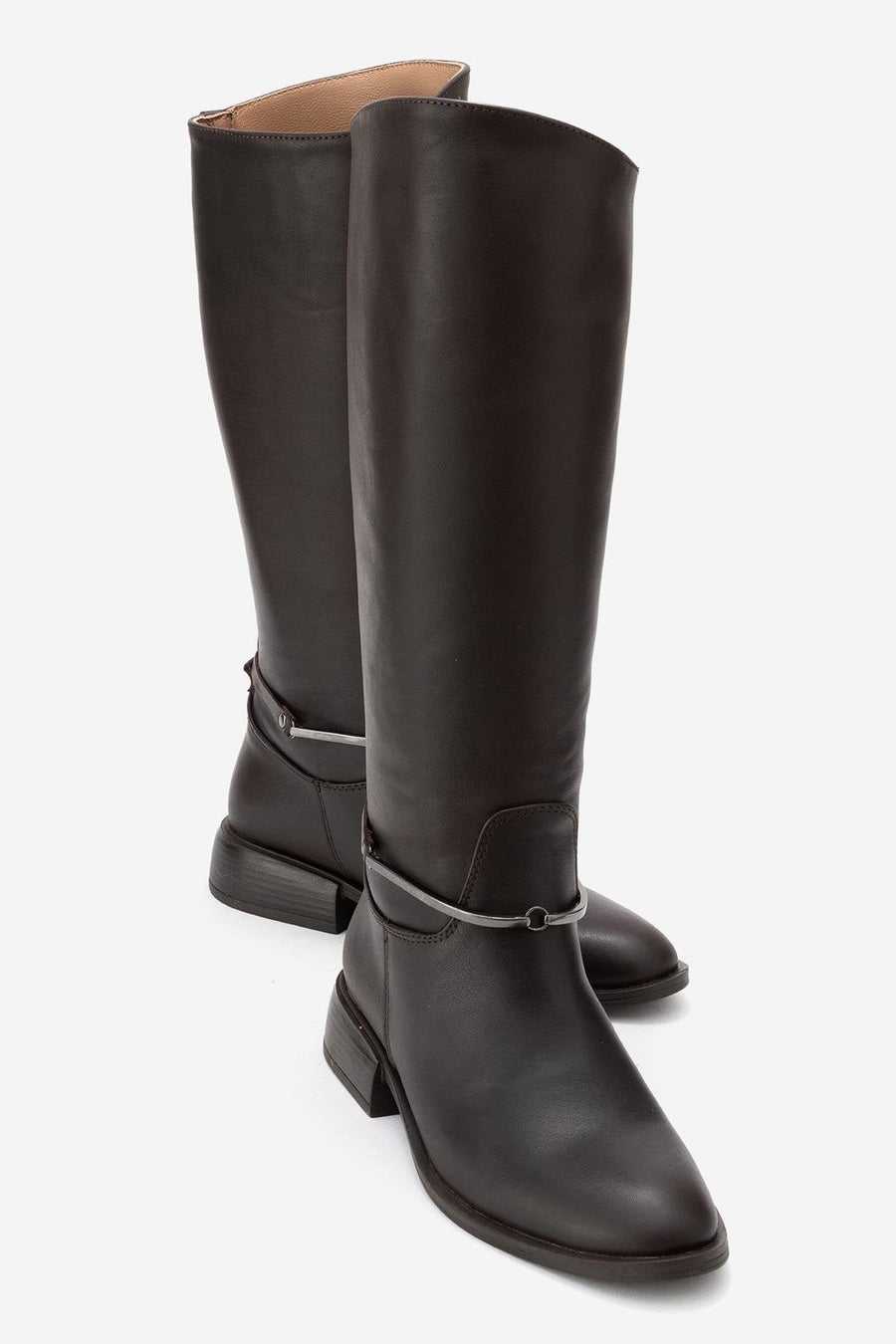 Ansel - Brown Genuine Leather Ankle-Strap Riding Boot
