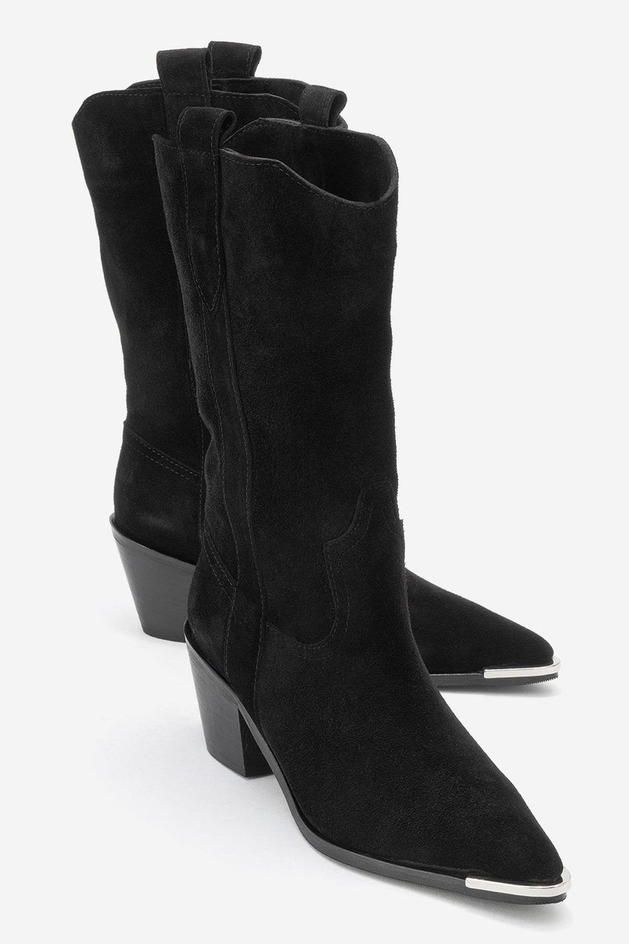 Alvi - Black Suede Genuine Leather Western Boot