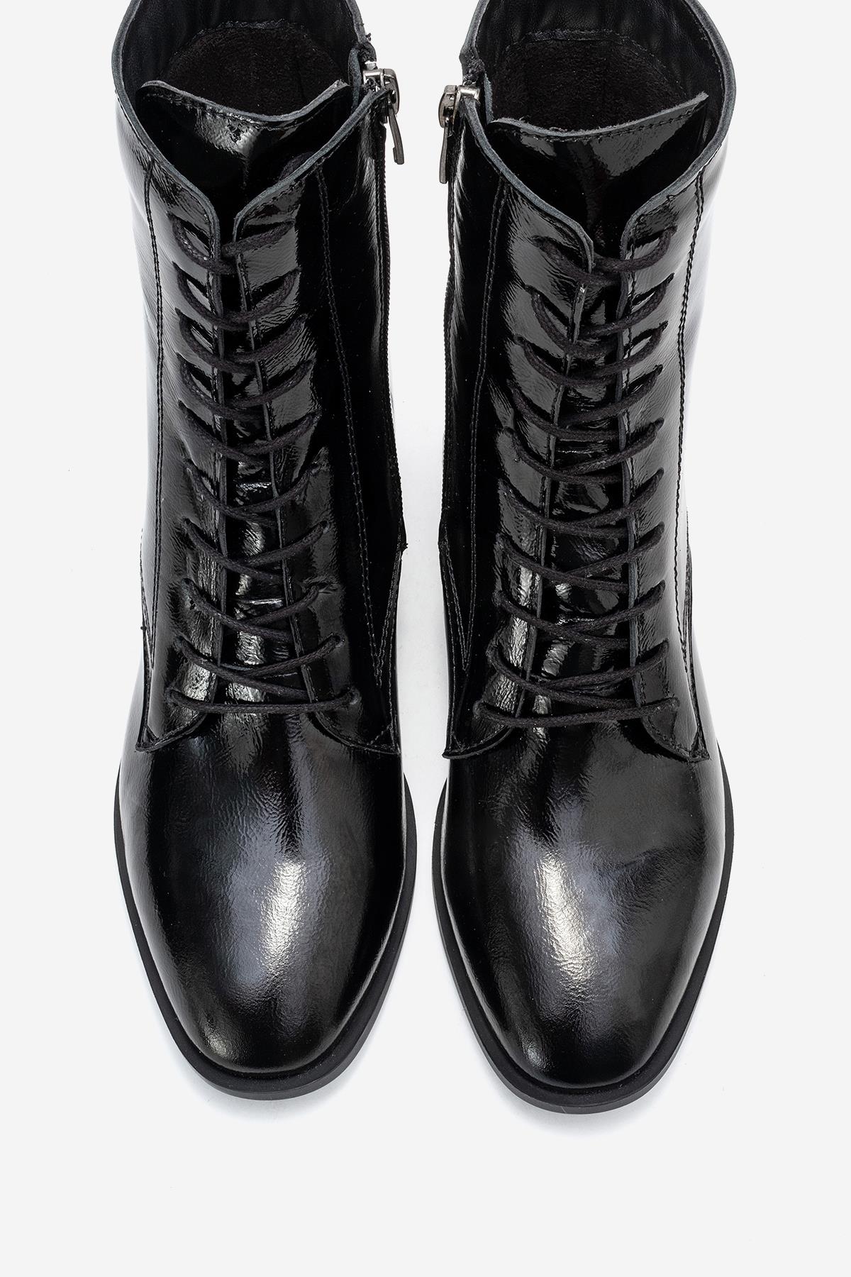 AVIA - Black Genuine Leather Block Heel Boot – side view showing leather, black, SimmiUnique