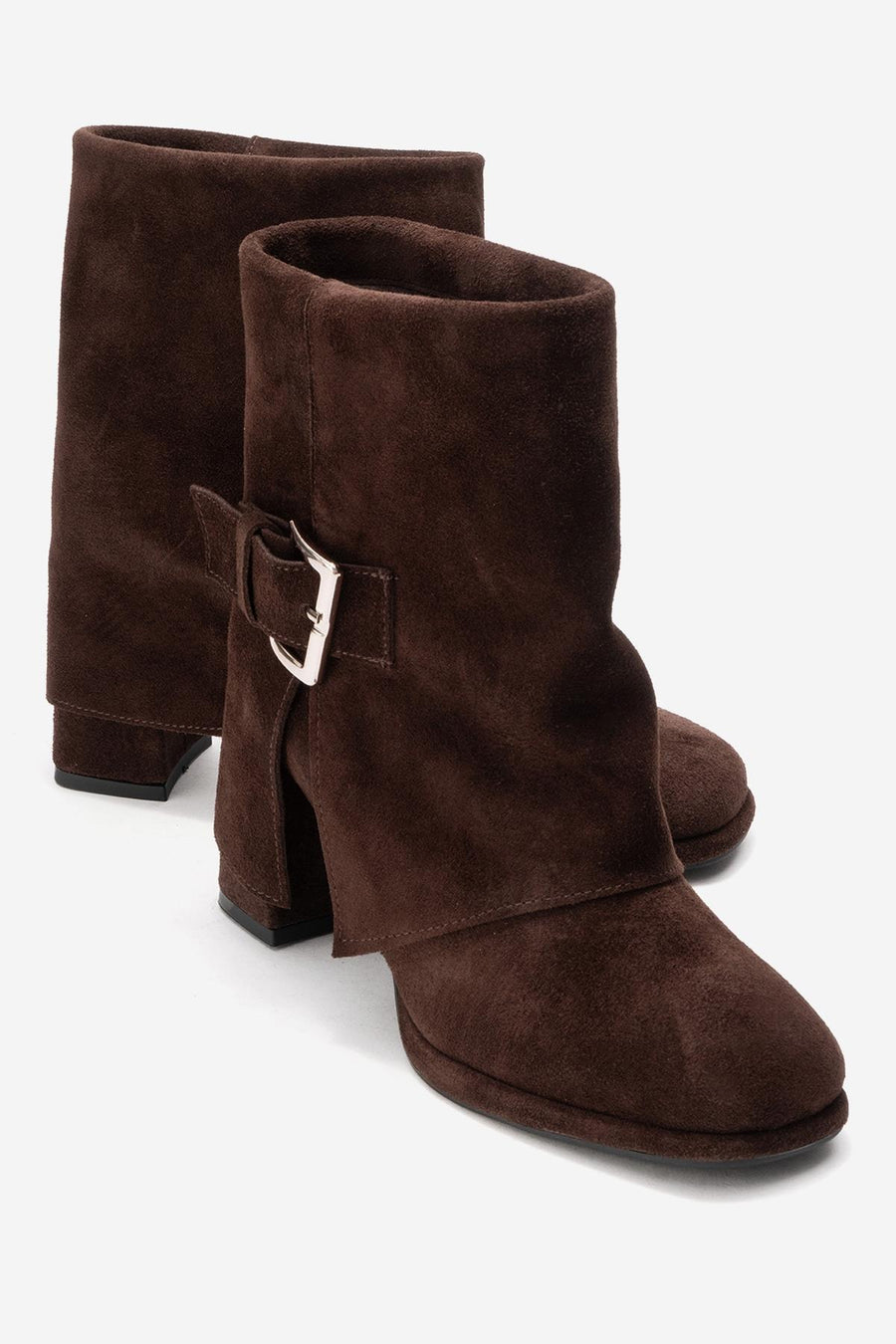LORE - Brown Genuine Leather Block Heel Boot