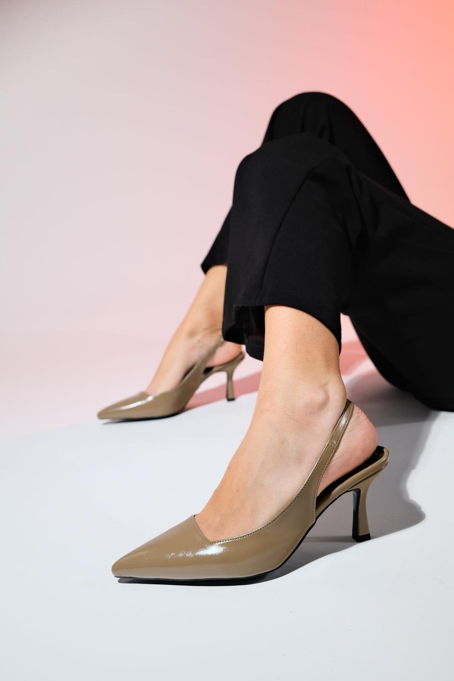 Flem - Taupe Pointed Toe Backless Stiletto Pump
