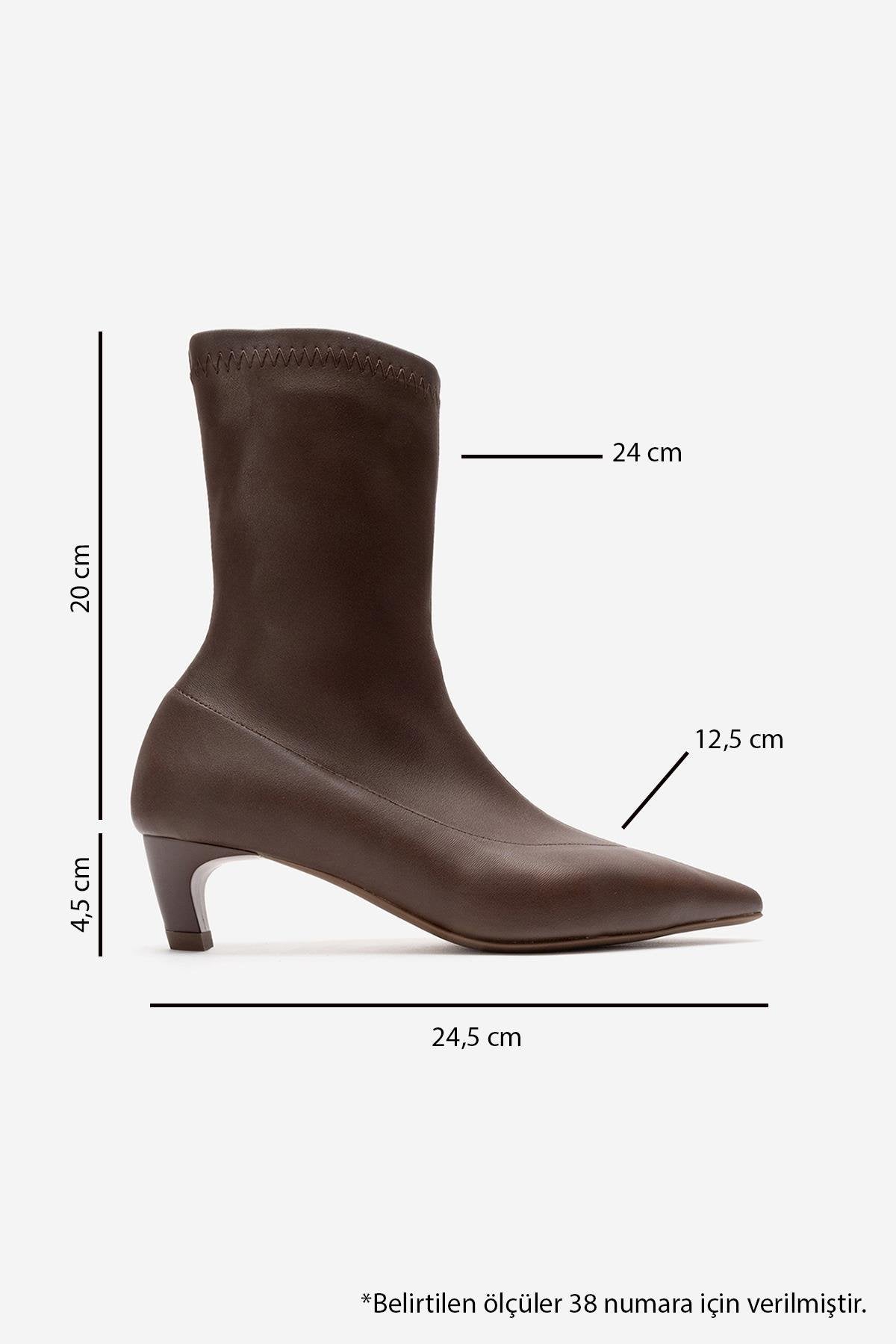 ALORA - Brown Kitten Heel Boot – top view showing leather, SimmiUnique