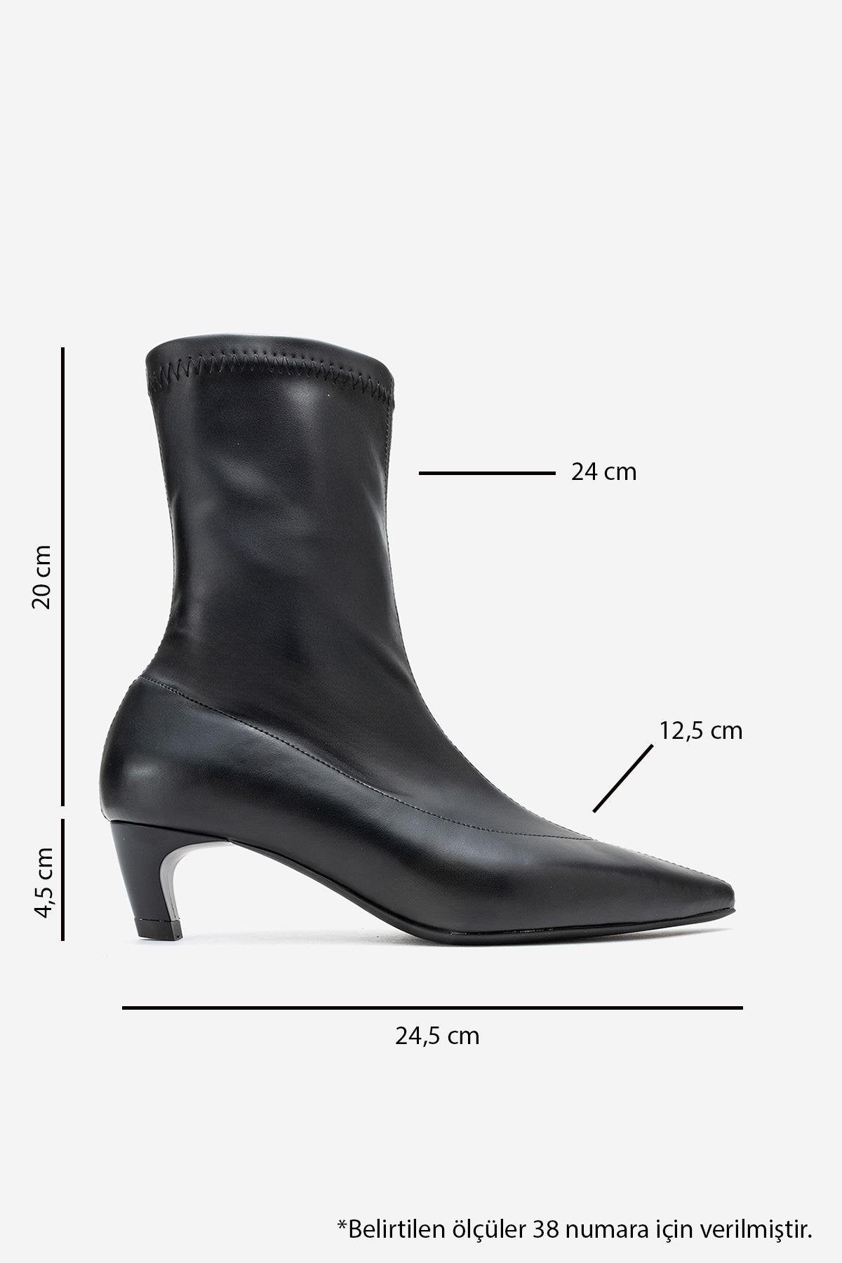 ALORA - Black Kitten Heel Boot – top view showing leather, black, SimmiUnique