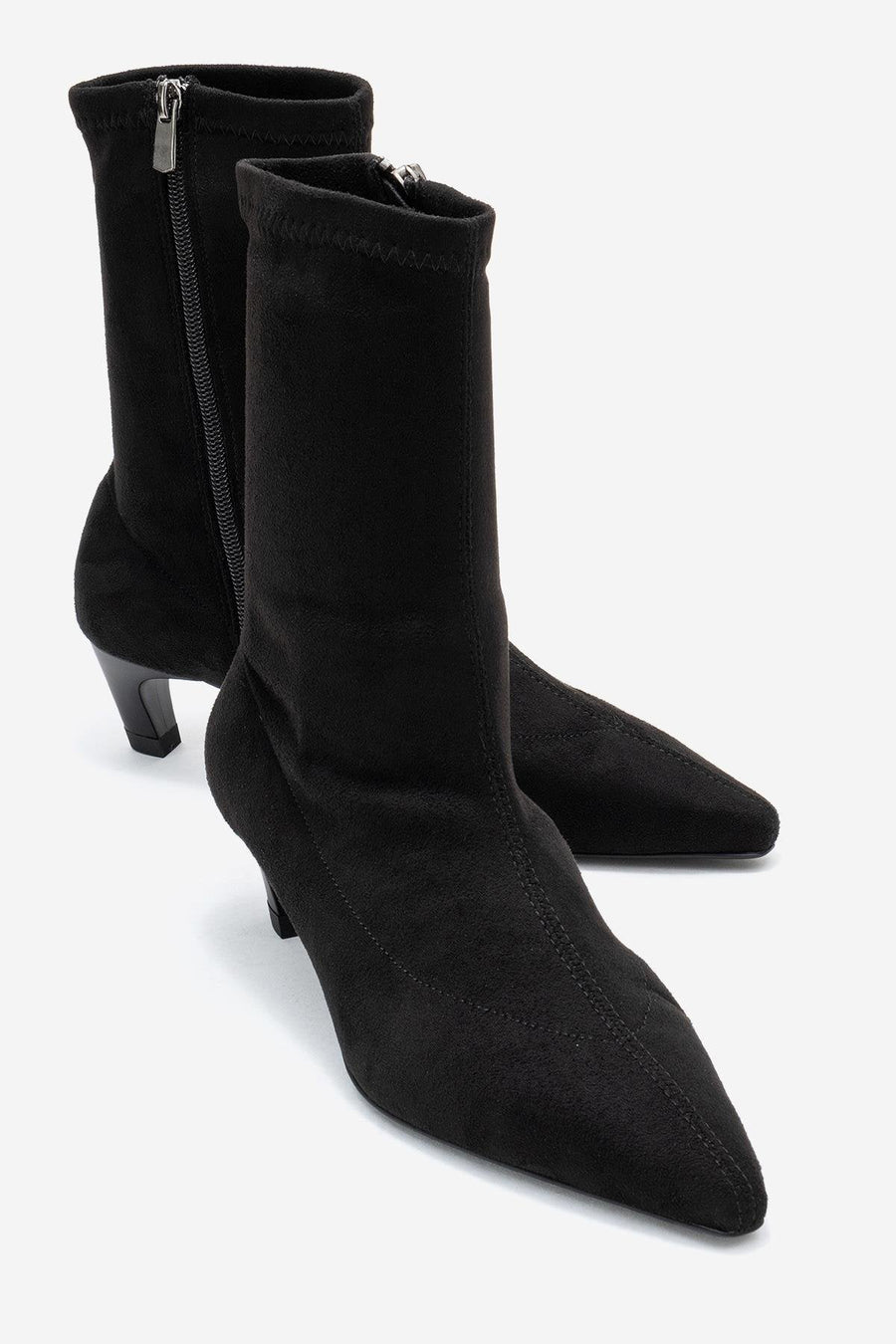 ALORA - Black Stretch Short Heel Boot