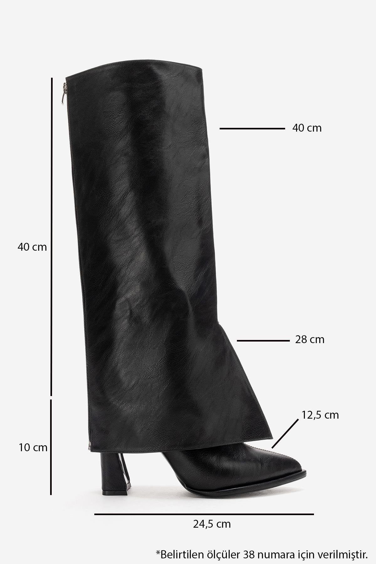 AJA - Black Block Heel Boot – detail view showing leather, black, red, SimmiUnique