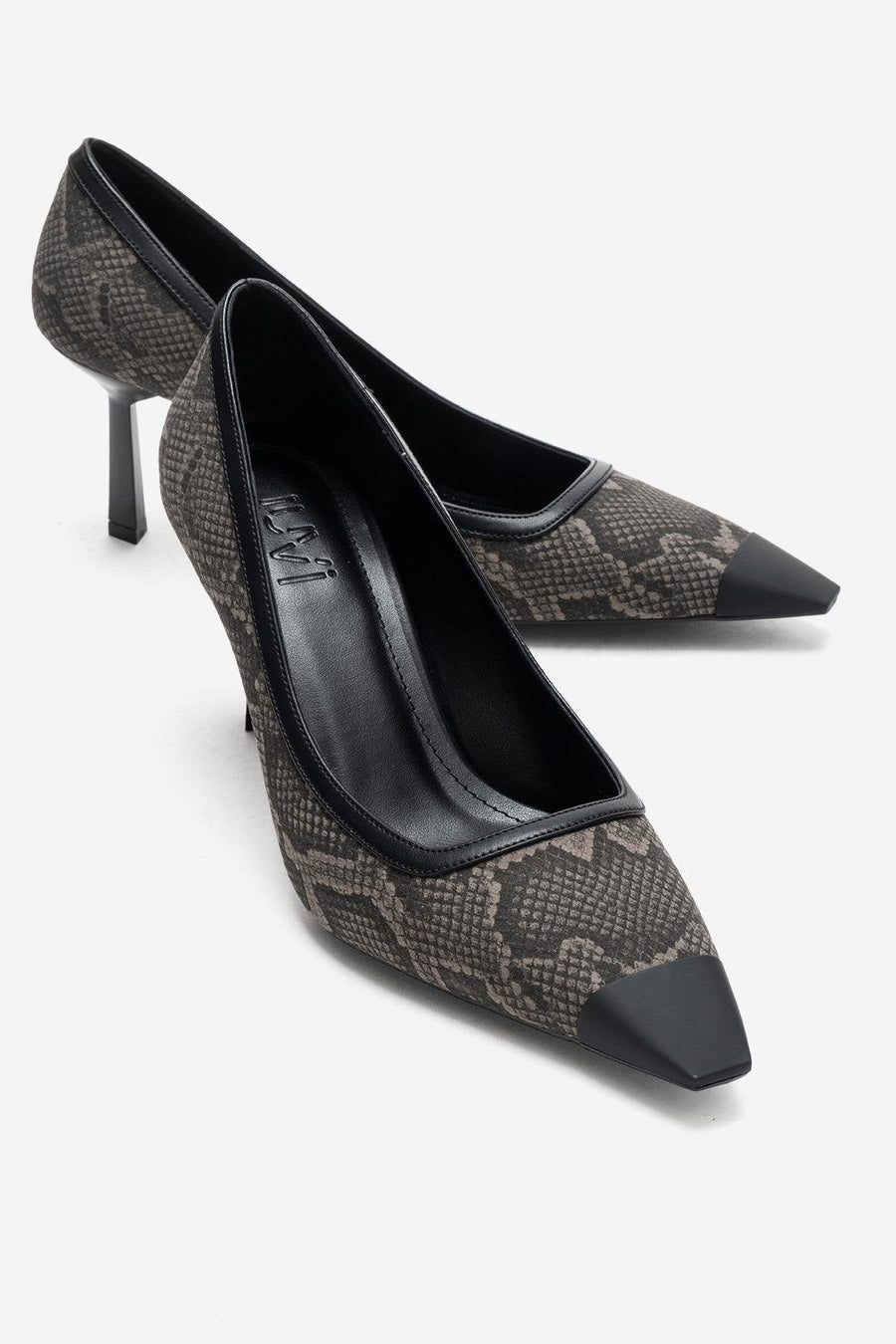 RONA - Gray Patterned Pointed Toe Stiletto Pump
