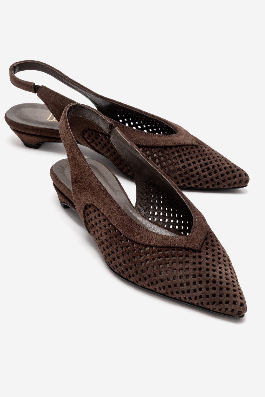 LIEVE - Brown Genuine Leather Low Block Heel Slingback