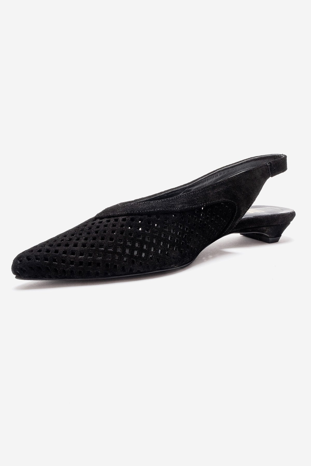LIEVE - Black Genuine Leather Low Block Heel Shoe – top view showing leather, suede, black, SimmiUnique