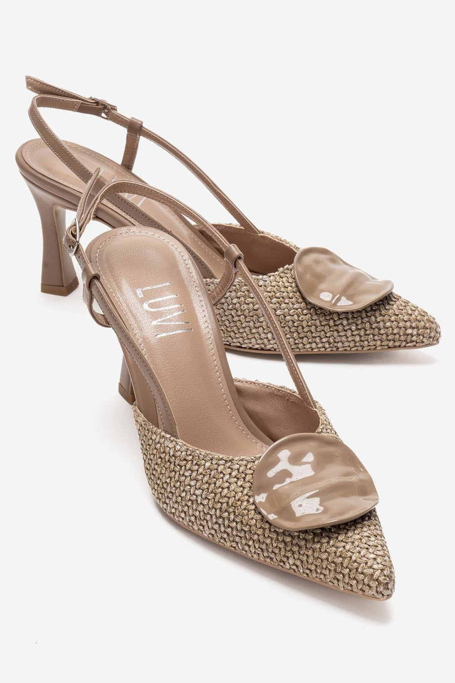 Levia - Taupe Woven-Textured Accessory-Detail Stiletto Heel Pump