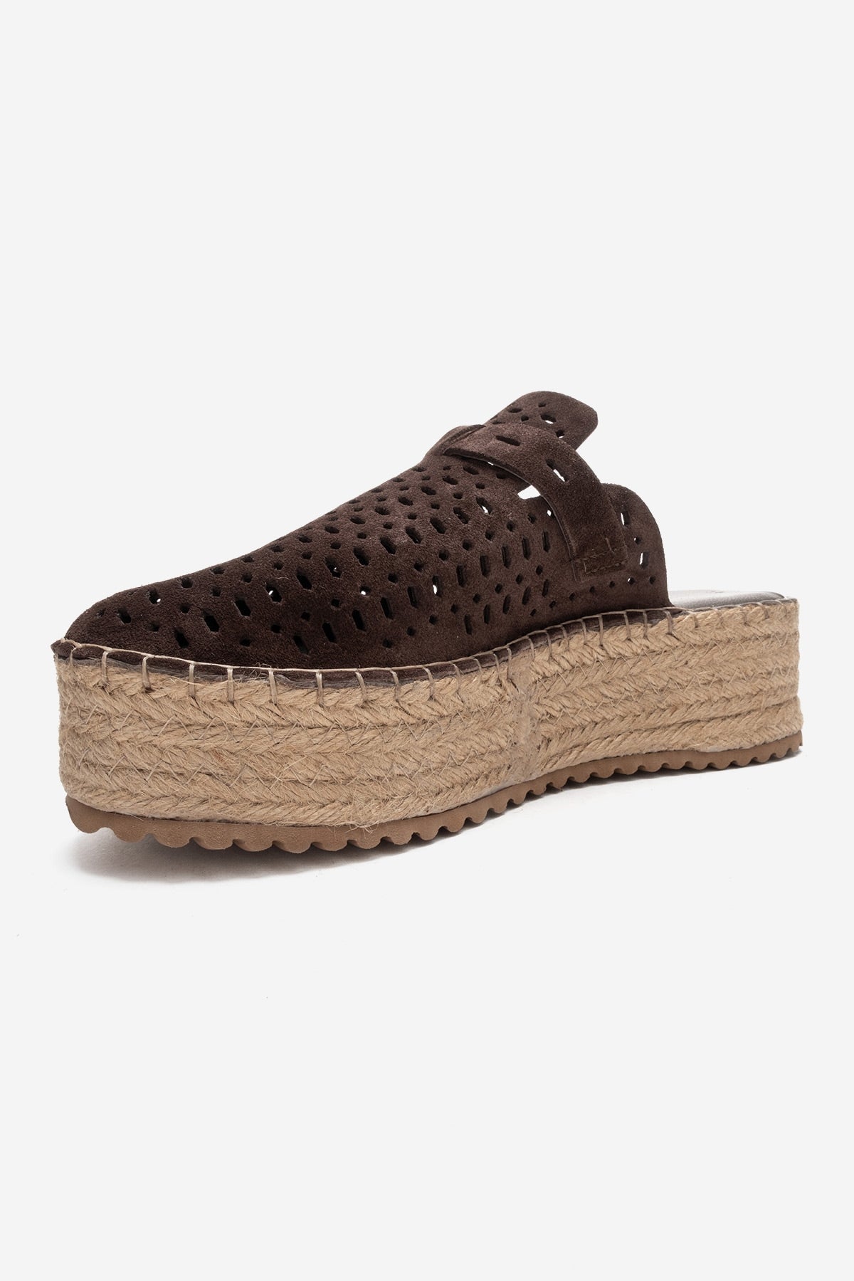 LOUIS - Brown Genuine Leather Closed-Toe Platform Slide – heel view showing leather, red, SimmiUnique