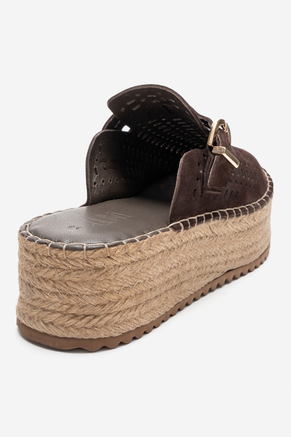 LOUIS - Brown Genuine Leather Closed-Toe Platform Slide – back view showing leather, red, SimmiUnique