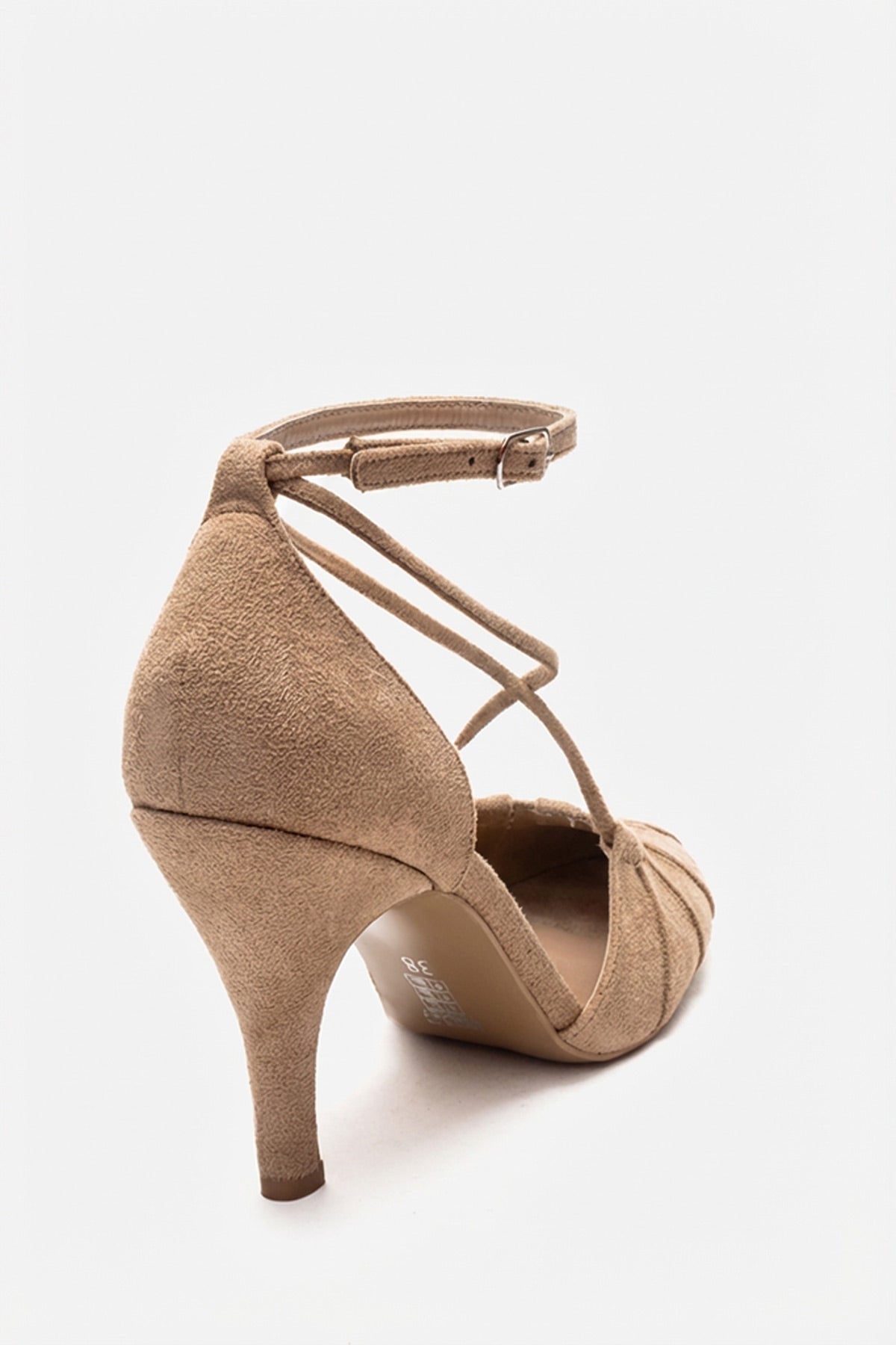 ELIZA - Beige Genuine Leather Stiletto Pump – back view showing leather, suede, SimmiUnique