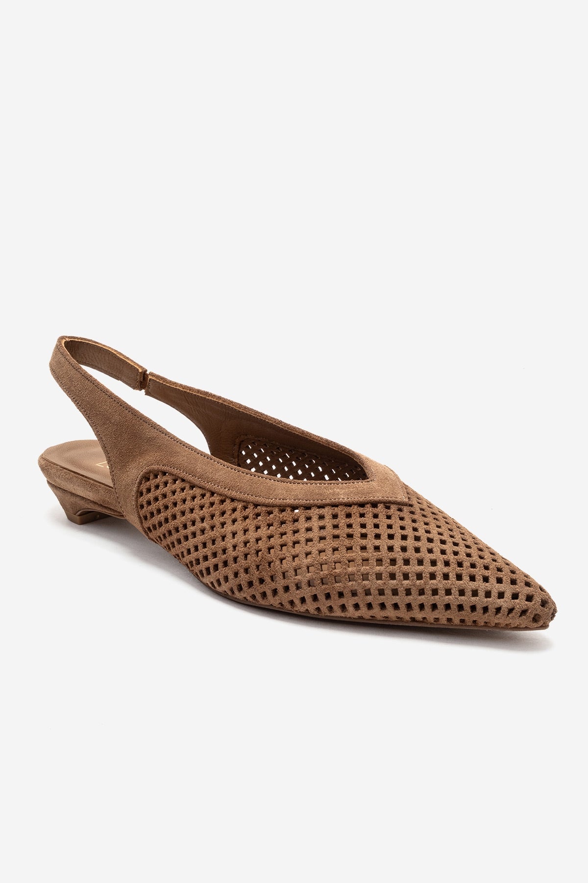 LIEVE - Taupe Genuine Leather Low Block Heel Shoe – detail view showing leather, suede, SimmiUnique