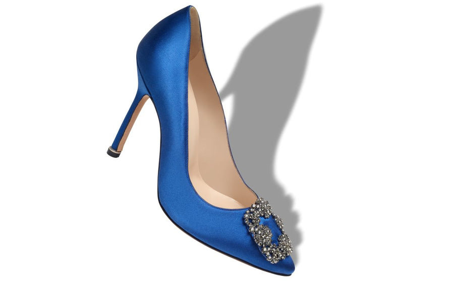 Delphine Pearl Blue Jewel Buckle Pumps