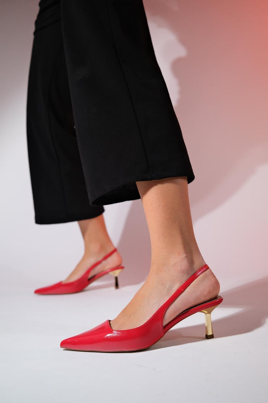 Marten - Red Pointed Toe Slingback Stiletto