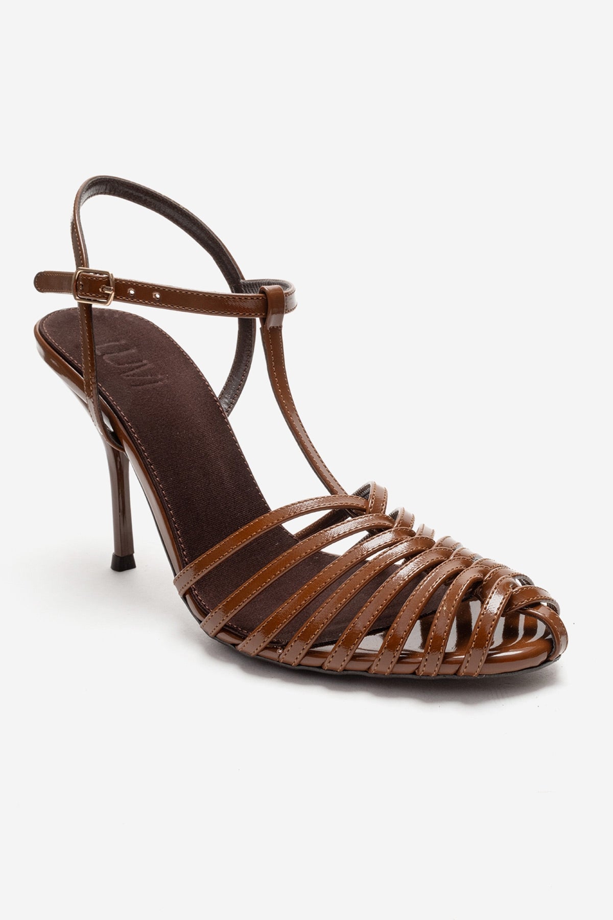 PASION - Cognac Stiletto Pump – detail view showing leather, SimmiUnique