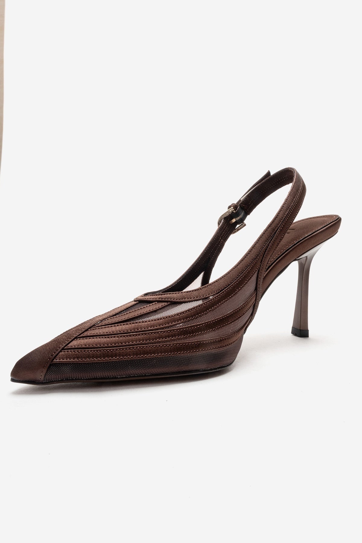 FAUNA - Brown Stiletto Pump – top view showing red, SimmiUnique