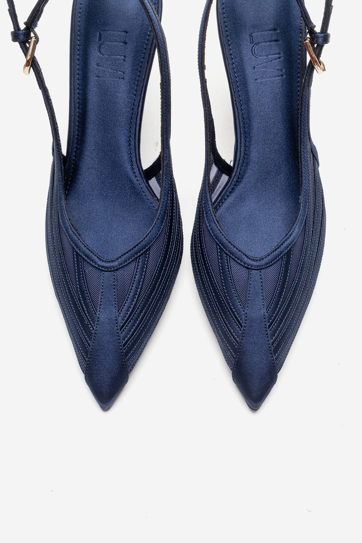 FAUNA - Navy Stiletto Pump – side view showing red, SimmiUnique