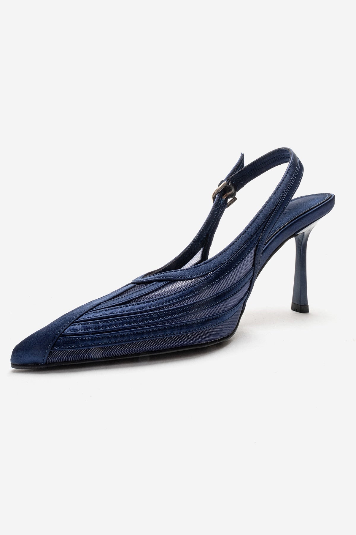 FAUNA - Navy Stiletto Pump – top view showing red, SimmiUnique
