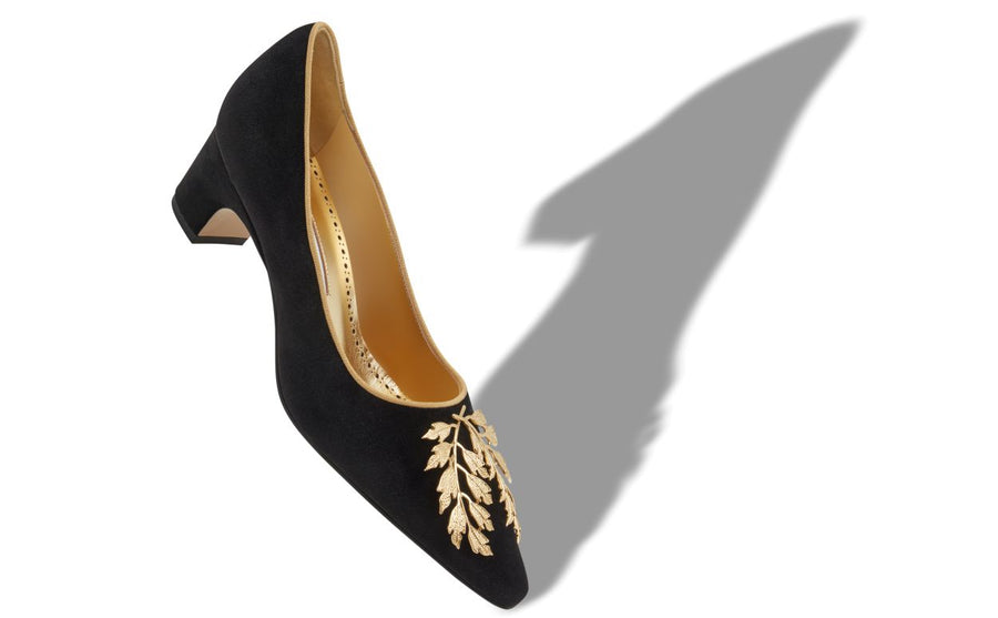 Leonora Lace Black Almond Toe Pumps