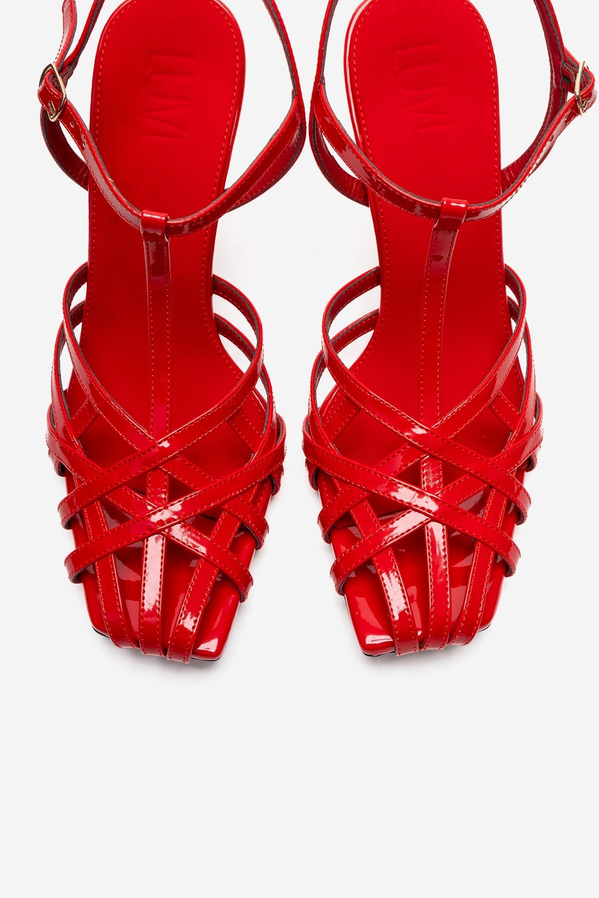 ALLOS - Red Stiletto Pump – side view showing leather, red, SimmiUnique