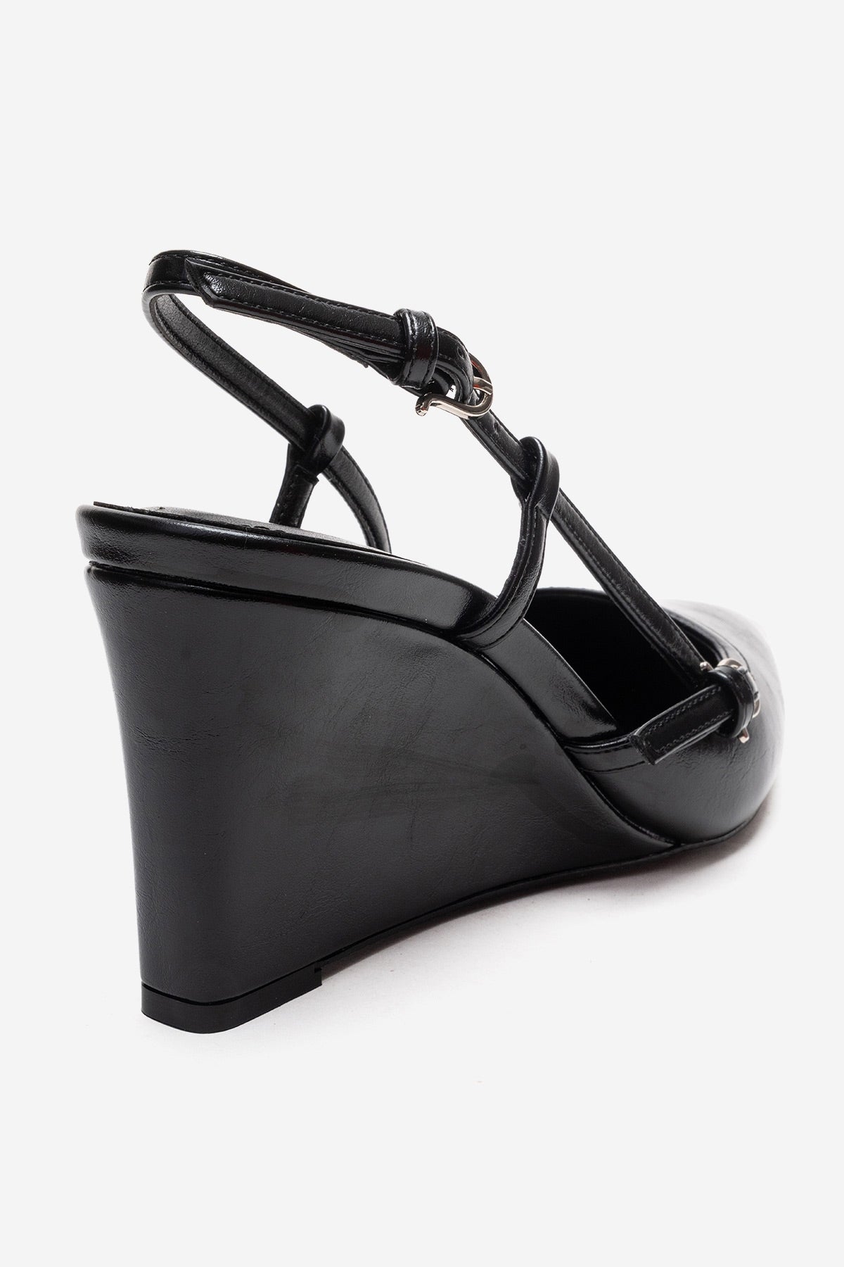 CELIA - Black Block Heel Pointed Toe Shoe – back view showing leather, black, SimmiUnique