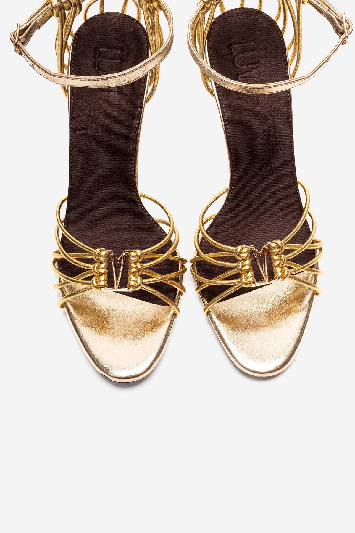 ARONA - Gold Stiletto Heel Shoe – side view showing leather, metallic, gold, SimmiUnique