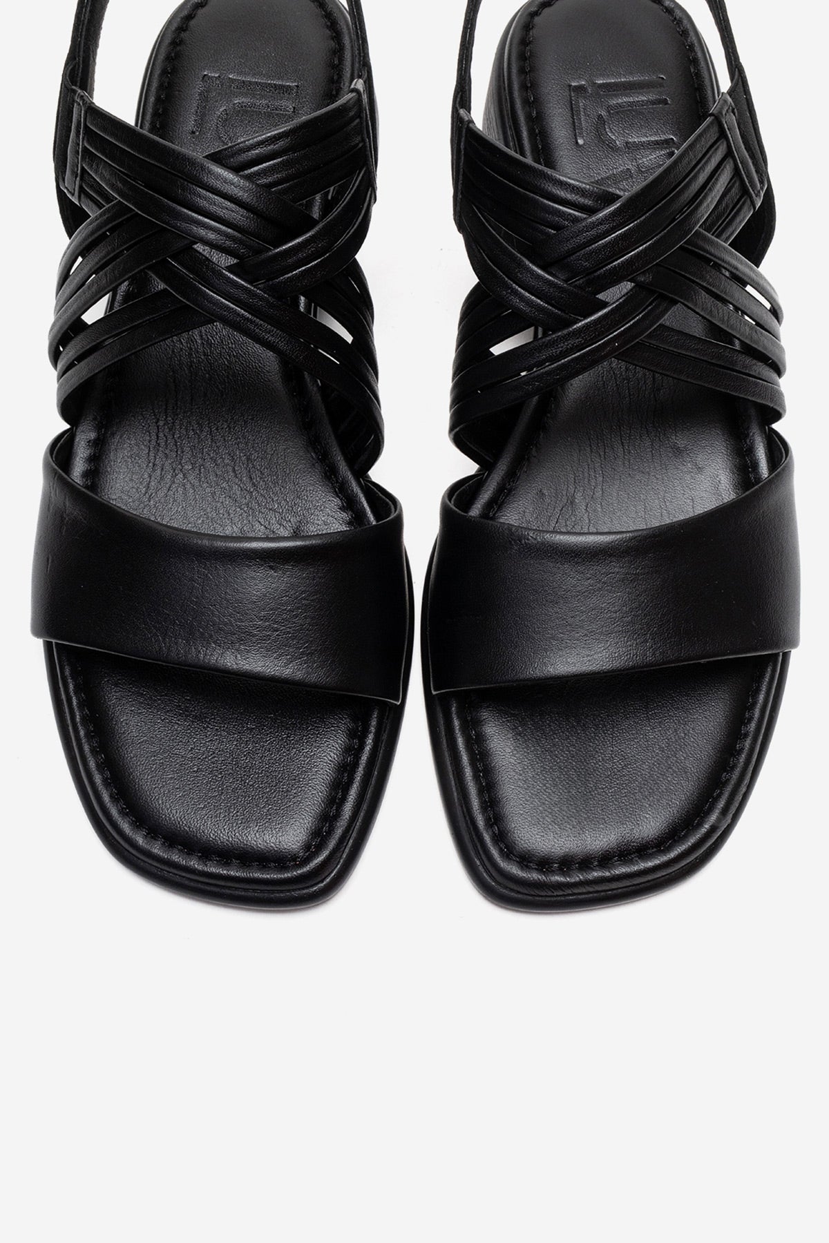LIVELLO - Black Genuine Leather Multi-Strap Sandal – side view showing leather, black, SimmiUnique