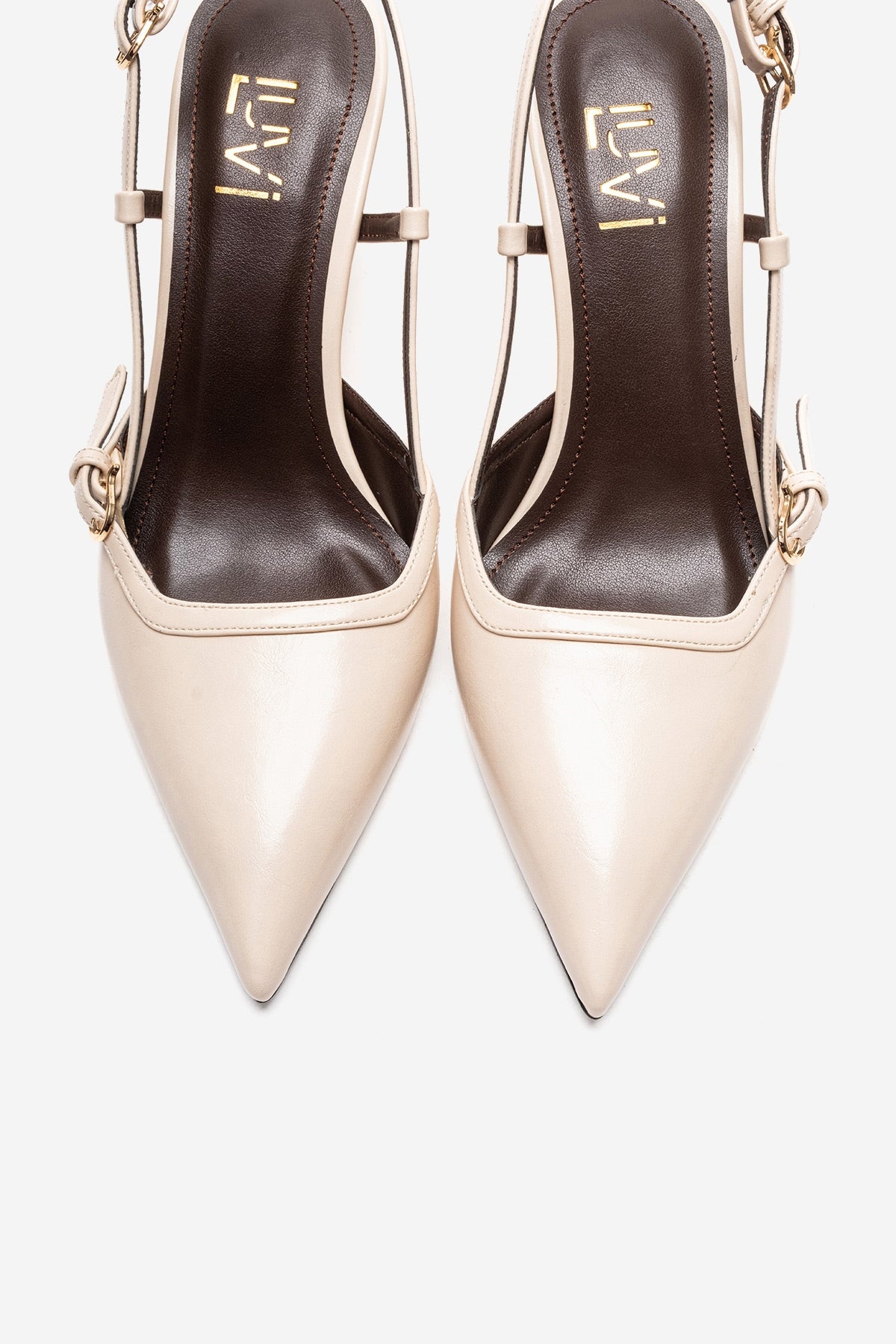 CELIA - Off-White Genuine Leather Pointed Toe Wedge Heel Shoe – side view showing leather, white, SimmiUnique