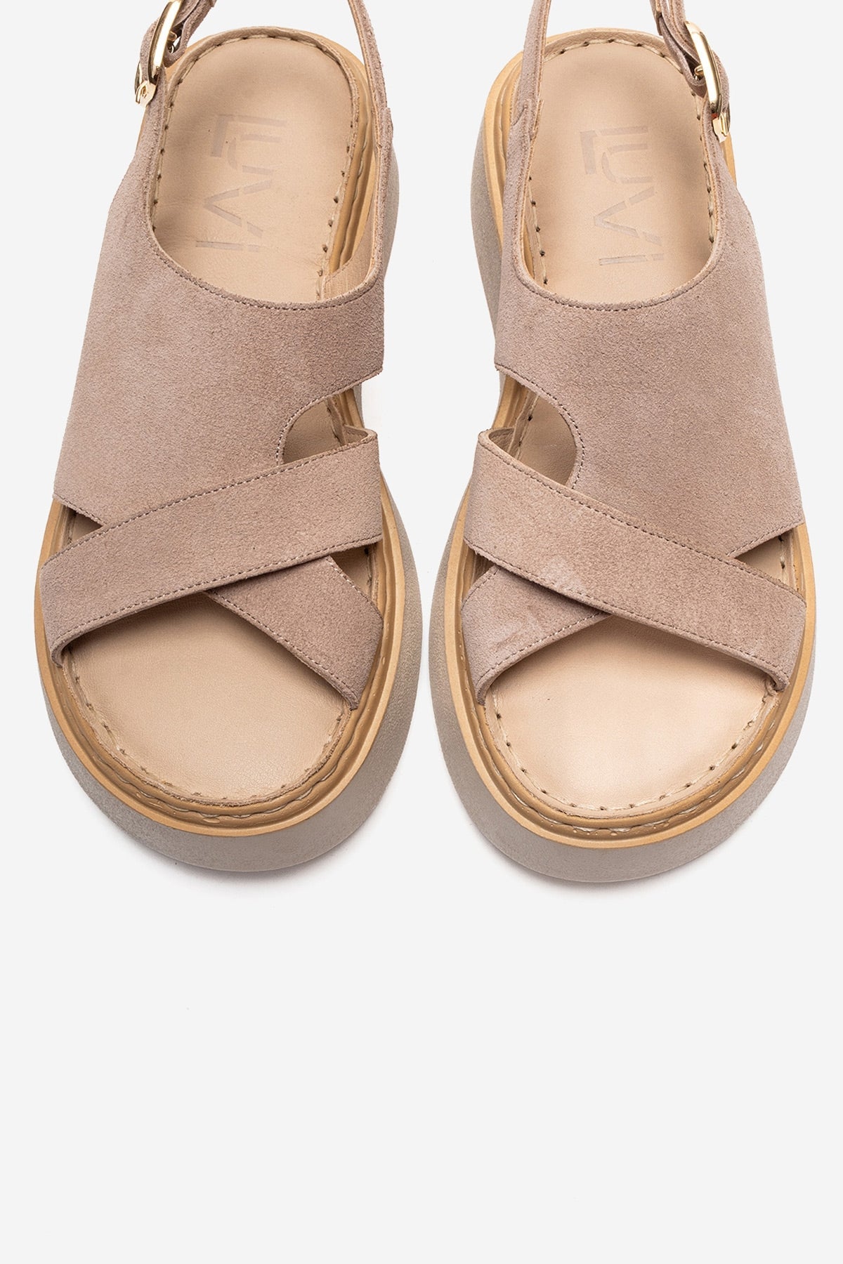 Vien - Beige Genuine Leather Sandal – side view showing leather, SimmiUnique