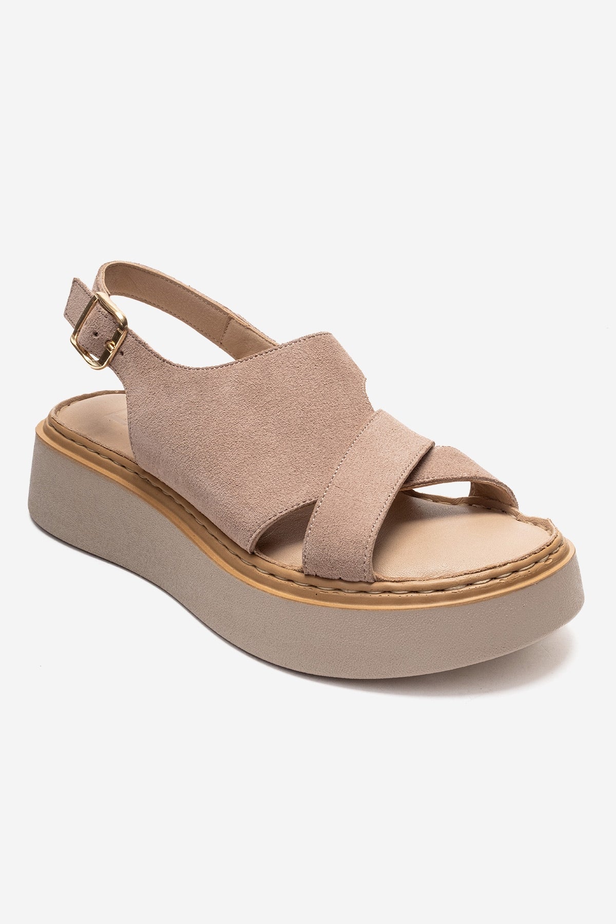 Vien - Beige Genuine Leather Sandal – detail view showing leather, SimmiUnique