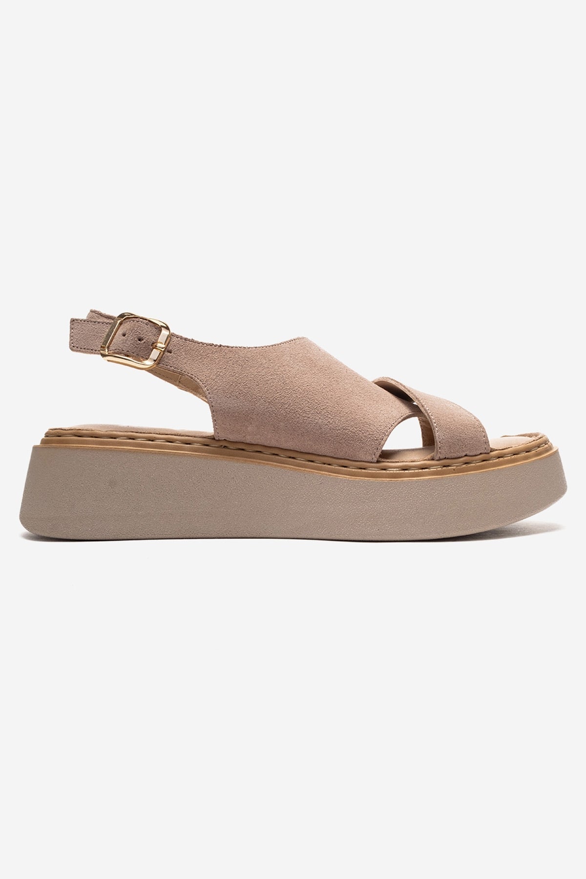 Vien - Beige Genuine Leather Sandal – heel view showing leather, SimmiUnique