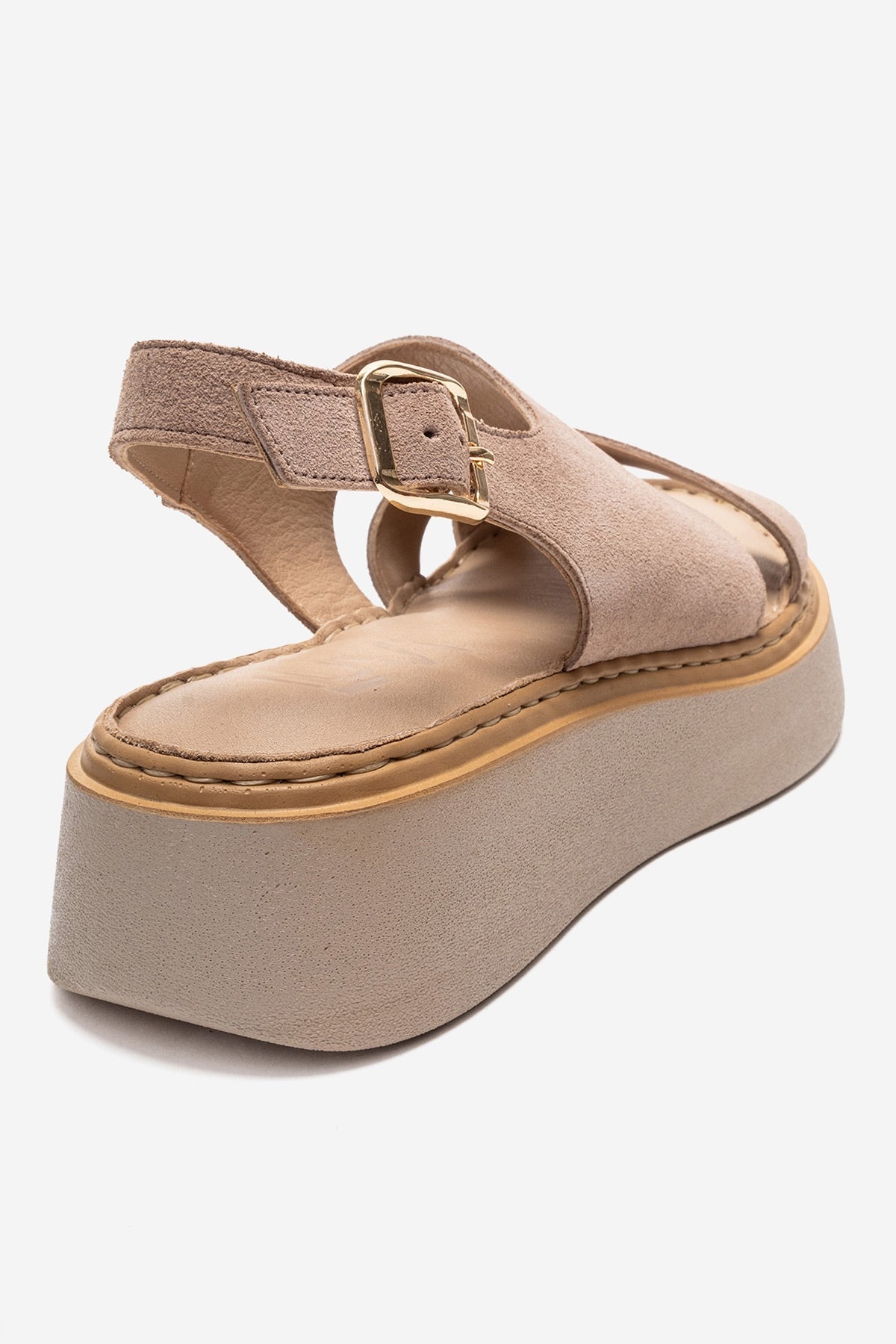 Vien - Beige Genuine Leather Sandal – back view showing leather, SimmiUnique