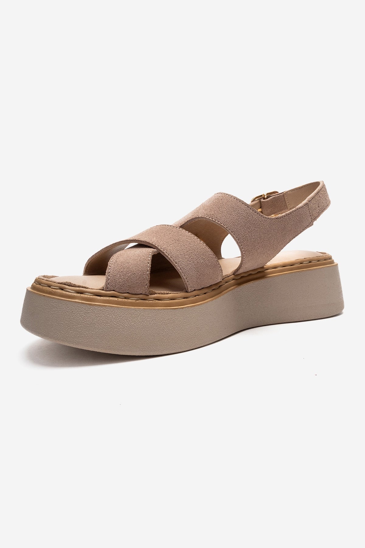 Vien - Beige Genuine Leather Sandal – top view showing leather, SimmiUnique