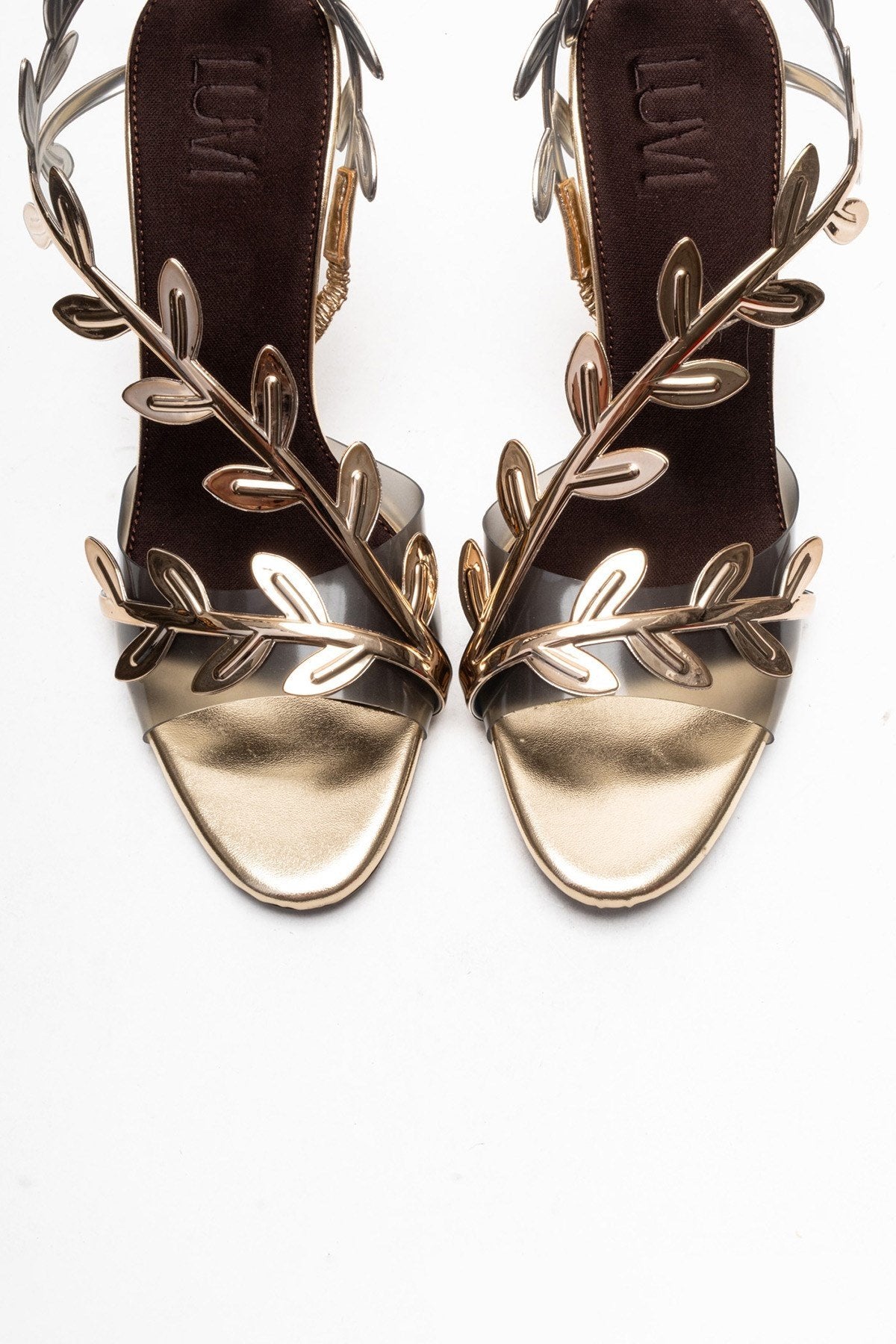 CARVELLI - Gold Stiletto Pump – side view showing leather, gold, SimmiUnique