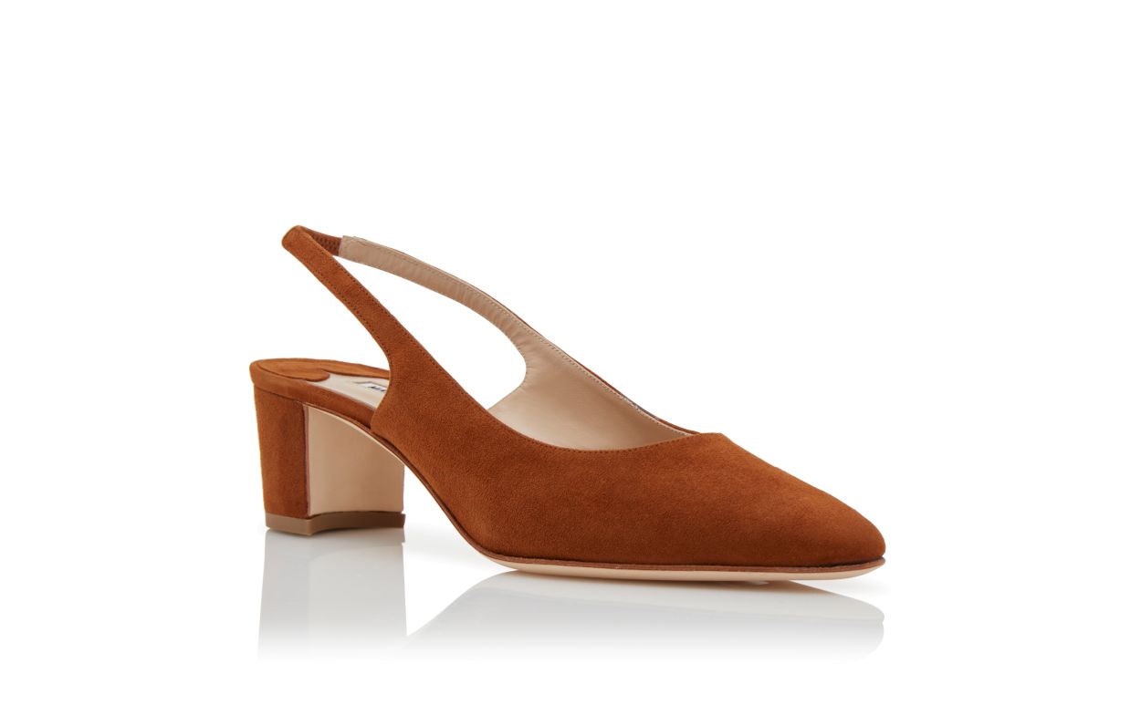 Marielle Jewel Brown Slingback Slingbacks – top view showing brown slingback, almond toe, suede, SimmiUnique