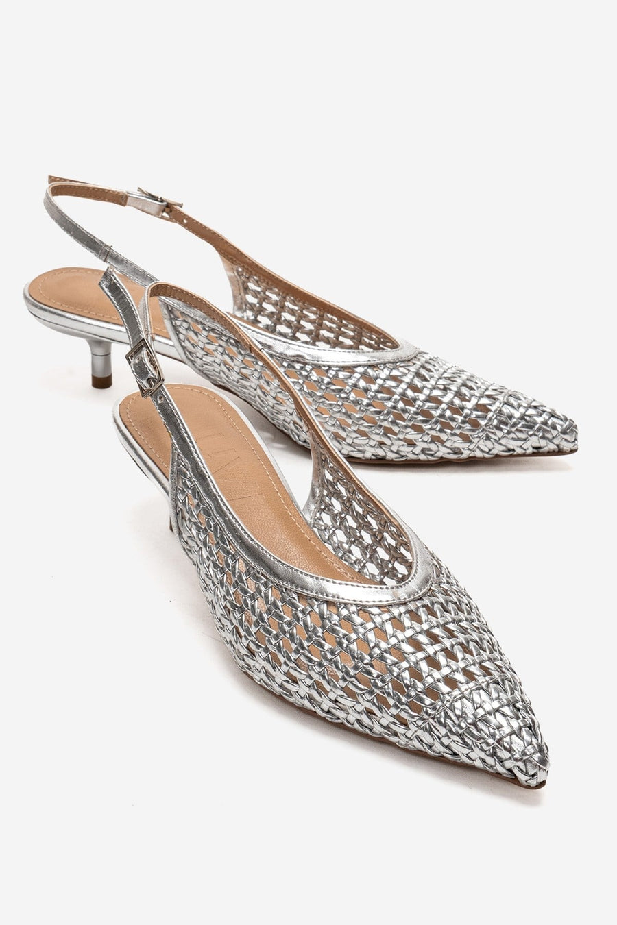 Orelis - Genuine Leather Silver Kitten Heel