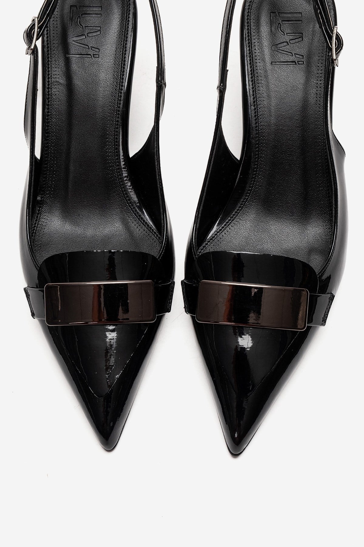 SOLLENNE - Black Stiletto Pump – side view showing leather, black, SimmiUnique