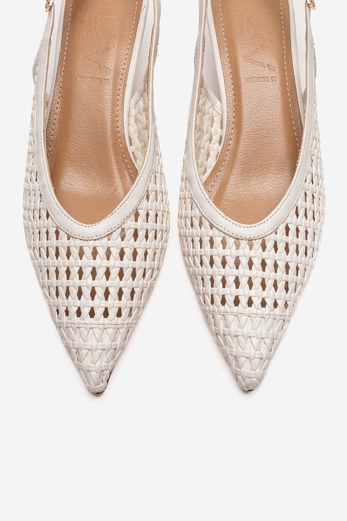 Orelis - White Kitten Heel – side view showing leather, white, red, SimmiUnique