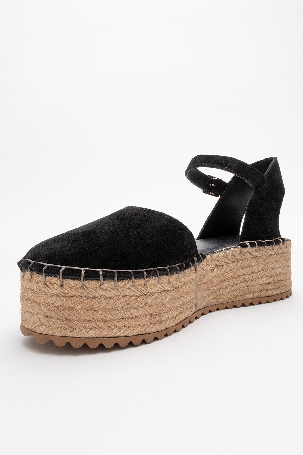 Viba - Black Suede Leather Espadrilles – detail view showing leather, suede, black, SimmiUnique