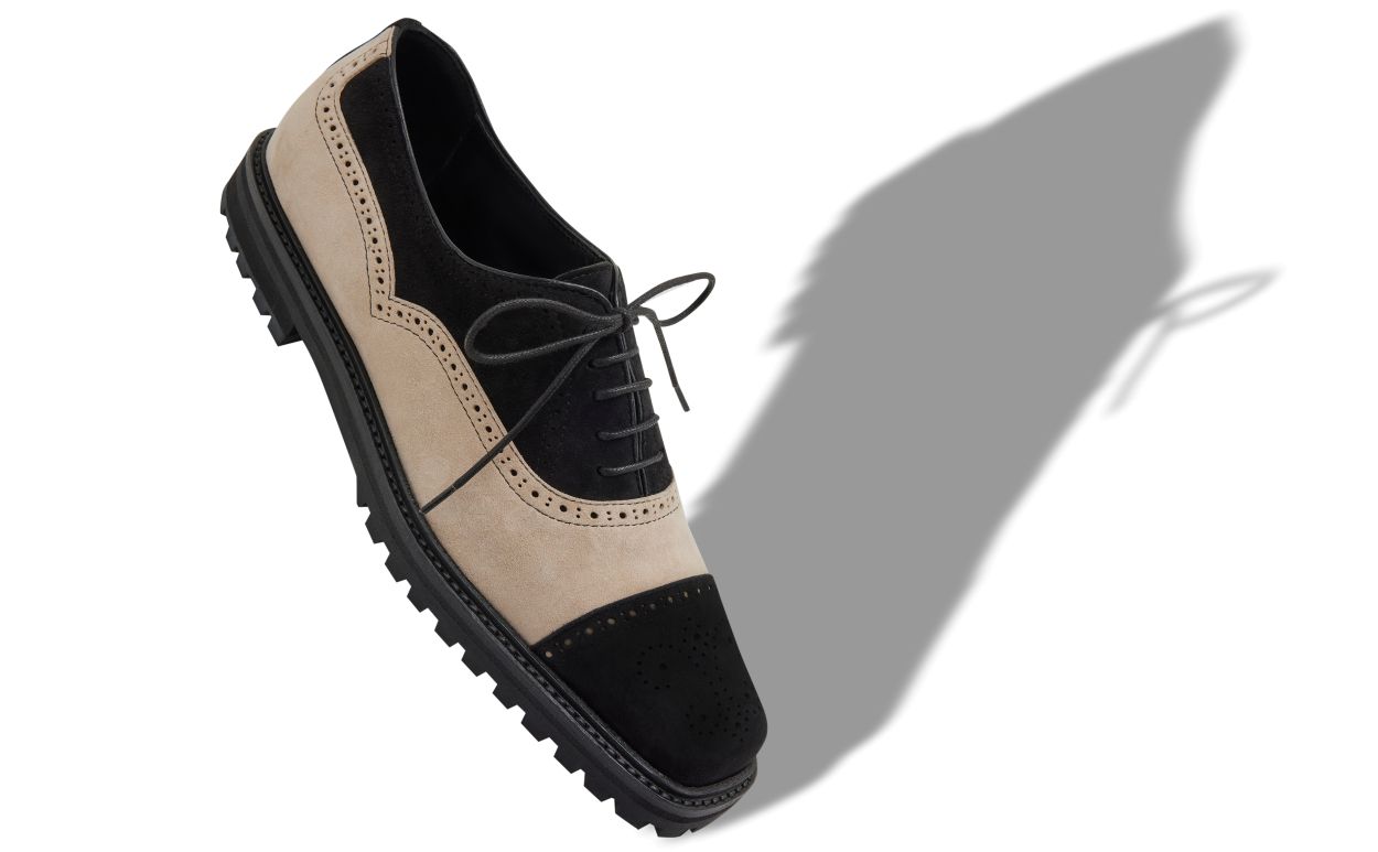 Estelle Pearl Black Suede Lace-Up Shoes – front three-quarter view showing black suede, lace, SimmiUnique