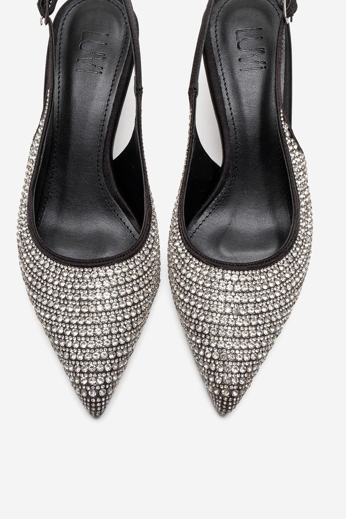 YASMINA - Black Stiletto Pump – side view showing leather, black, SimmiUnique