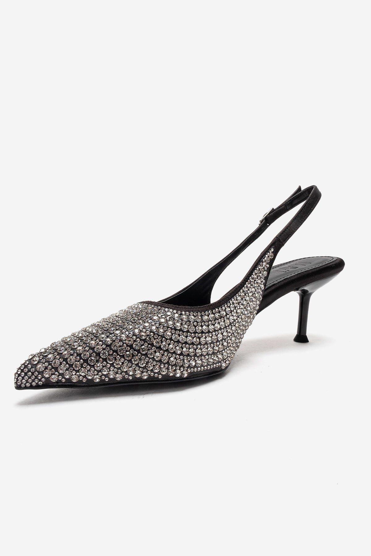 YASMINA - Black Stiletto Pump – top view showing leather, black, SimmiUnique