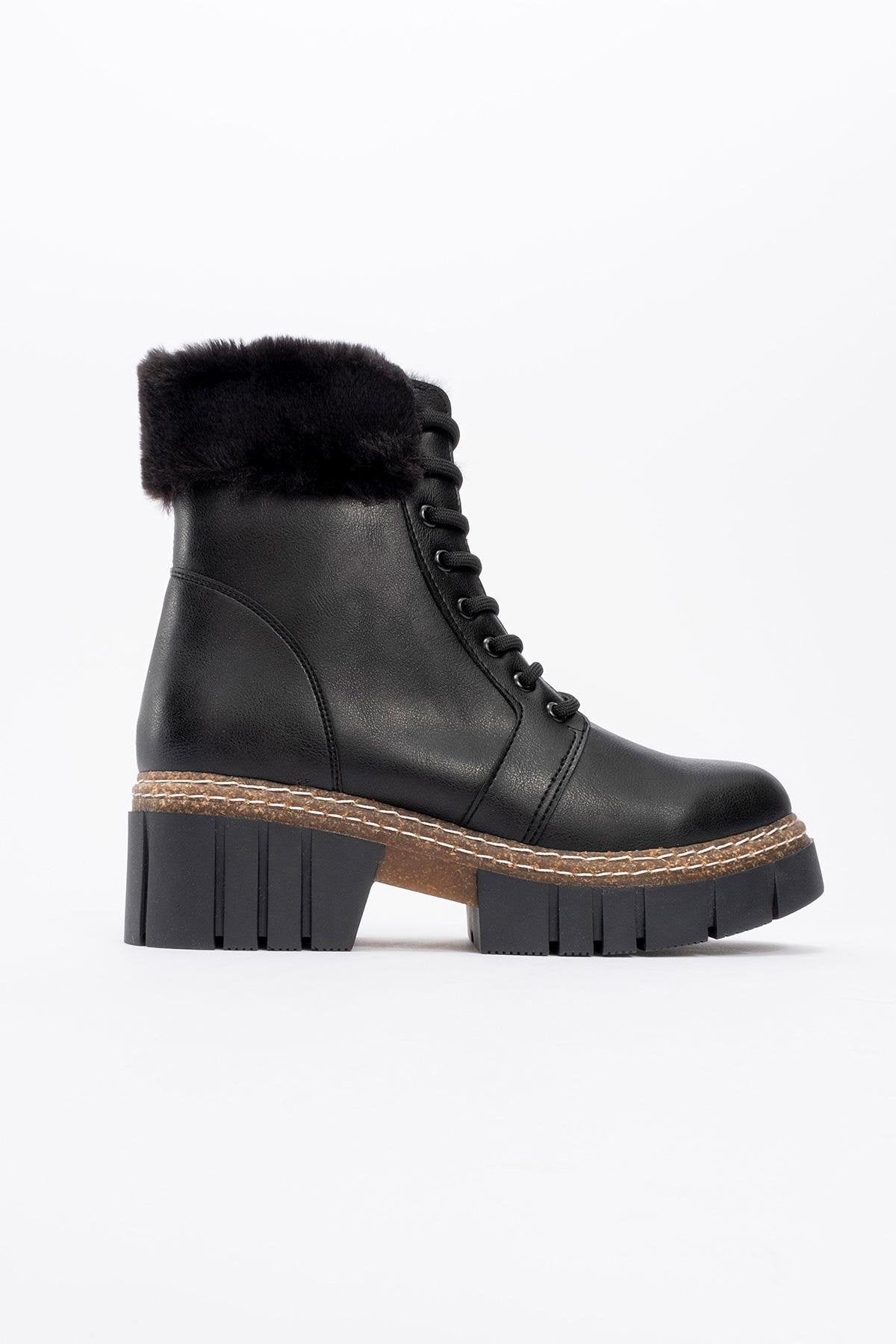 Faith - Black Boot – heel view showing leather, black, SimmiUnique